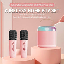 Заредете изображение във визуализатора на галерията – Говорител bluetooth Mini + безжичен микрофон LED Y1 розов
