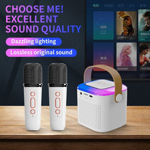 Заредете изображение във визуализатора на галерията – Говорител bluetooth Mini + безжичен микрофон LED Y1 розов
