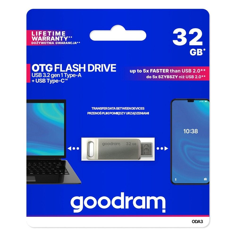 GOODRAM флашка OTG USB A + Type C ODA3 32GB USB3.2