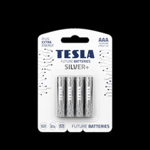 Заредете изображение във визуализатора на галерията – TESLA алкална батерия R3 (AAA) SILVER+ [4x120] 4 бр.
