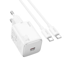 Заредете изображение във визуализатора на галерията – HOCO стенен адаптер 2 x Type C + USB A QC PD 65W GaN N30 бяло

