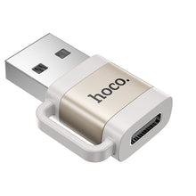 Заредете изображение във визуализатора на галерията – HOCO адаптер OTG USB A (мъжки) към Type C (женски) 3A UA31D сив
