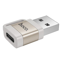 Заредете изображение във визуализатора на галерията – HOCO адаптер OTG USB A (мъжки) към Type C (женски) 3A UA31D сив
