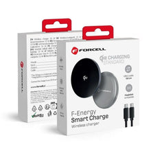 Заредете изображение във визуализатора на галерията – FORCELL F-ENERGY Smart Charge Qi2 15W wireless charger with 150cm detachable cable compatible with MagSafe silver
