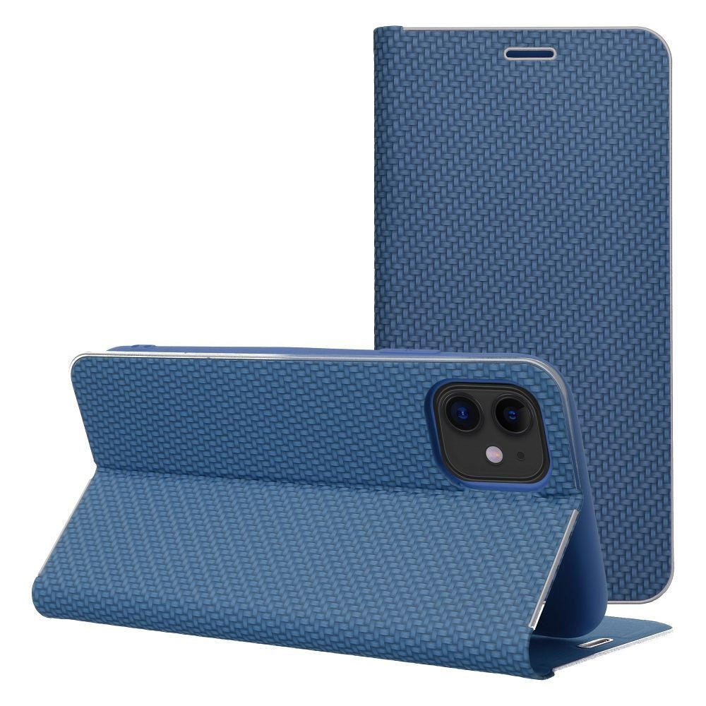 Калъф тип книга LUNA Carbon за IPHONE 16e (SE 4 2025) син