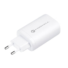 Заредете изображение във визуализатора на галерията – Travel charger forcell gan 65w with 2x usb type c socket, 1x usb a  - 3a with pd and quick charge 4.0 function

