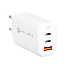 Заредете изображение във визуализатора на галерията – Travel charger forcell gan 65w with 2x usb type c socket, 1x usb a  - 3a with pd and quick charge 4.0 function
