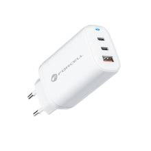 Заредете изображение във визуализатора на галерията – Travel charger forcell gan 65w with 2x usb type c socket, 1x usb a  - 3a with pd and quick charge 4.0 function
