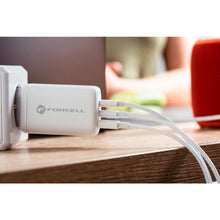 Заредете изображение във визуализатора на галерията – Travel charger forcell gan 65w with 2x usb type c socket, 1x usb a  - 3a with pd and quick charge 4.0 function
