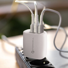 Заредете изображение във визуализатора на галерията – Travel charger forcell gan 65w with 2x usb type c socket, 1x usb a  - 3a with pd and quick charge 4.0 function
