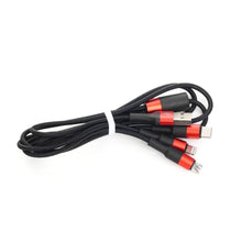 Заредете изображение във визуализатора на галерията – Кабел Hoco 3in1 USB A to Lightning / Micro USB / Type C 2A X26 1 m черен червен
