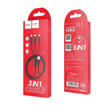 Заредете изображение във визуализатора на галерията – Кабел Hoco 3in1 USB A to Lightning / Micro USB / Type C 2A X25 1 m черен
