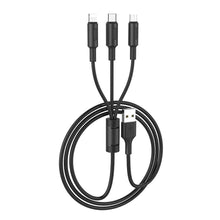 Заредете изображение във визуализатора на галерията – Кабел Hoco 3in1 USB A to Lightning / Micro USB / Type C 2A X25 1 m черен
