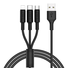 Заредете изображение във визуализатора на галерията – Кабел Hoco 3in1 USB A to Lightning / Micro USB / Type C 2A X25 1 m черен
