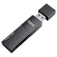 Заредете изображение във визуализатора на галерията – HOCO четец на карти 2в1 USB A 3.0 HB20 черен
