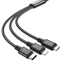 Заредете изображение във визуализатора на галерията – Кабел Hoco 3in1 USB A to Lightning / Micro USB / Type C 2A X76 1 m черен
