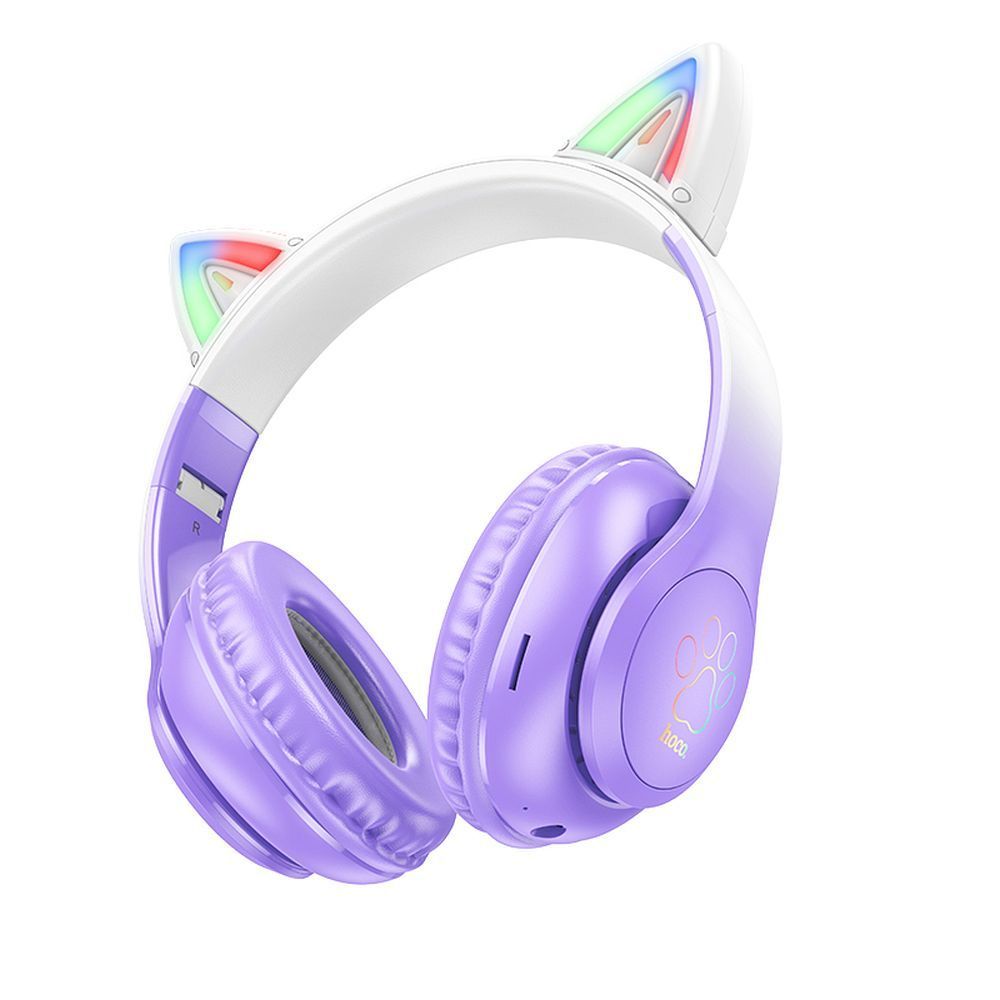 HOCO безжични bluetooth слушалки W42 Cat Ear лилав грозд