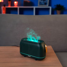 Заредете изображение във визуализатора на галерията – Colorful flame aromatherapy machine / humidifier / diffuser Art Deco model HZ005 dark green
