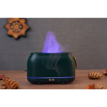 Заредете изображение във визуализатора на галерията – Colorful flame aromatherapy machine / humidifier / diffuser Art Deco model HZ005 dark green
