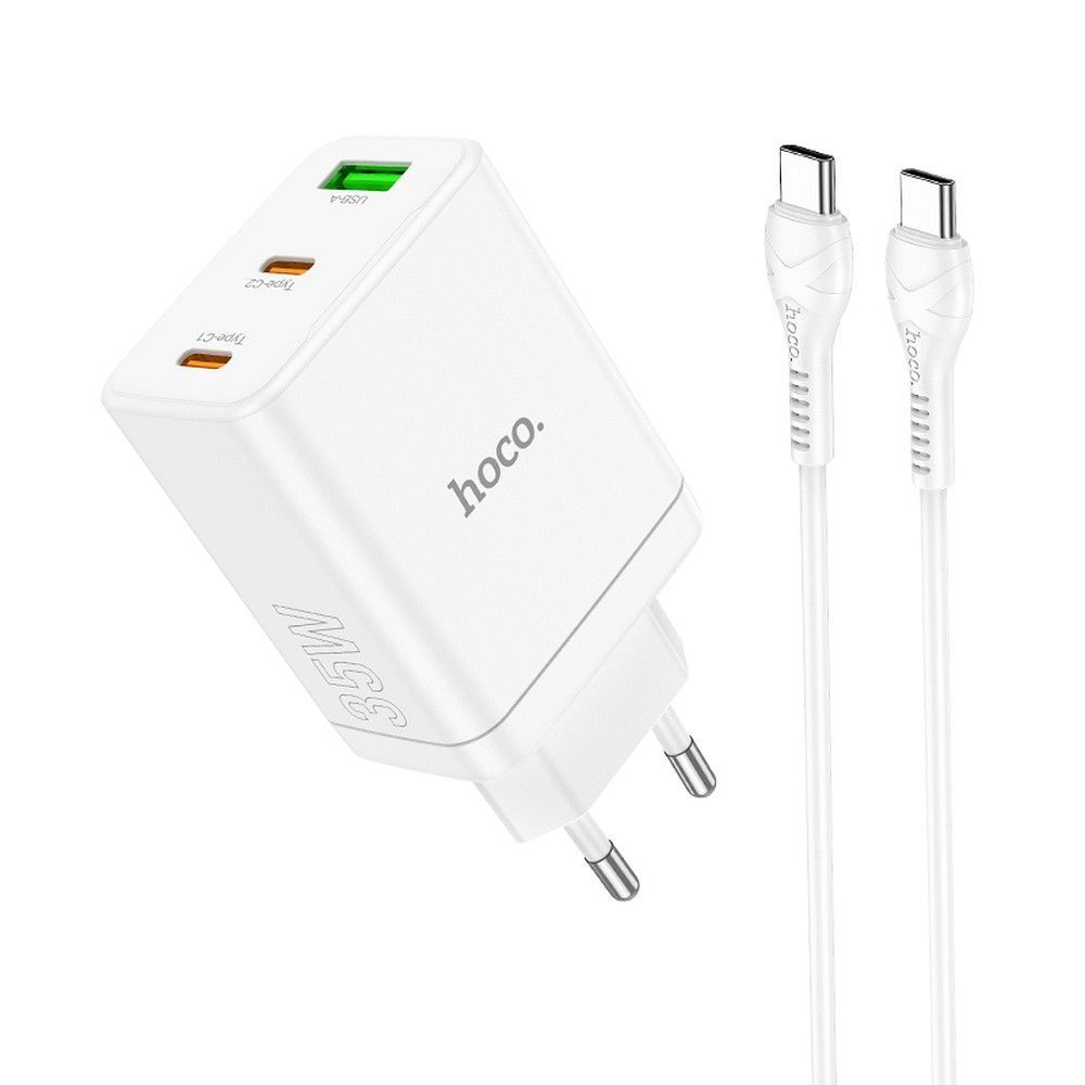 HOCO удължител 4-канален + 2 x USB A + Type C PD QC 3A 20W NS1 бяло