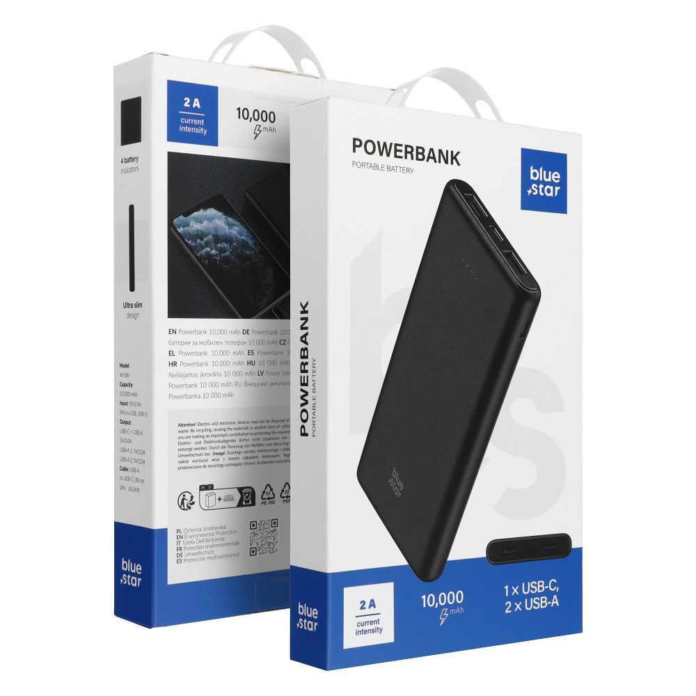 BLUE STAR powerbank 10000 mAh 2A W1086 black