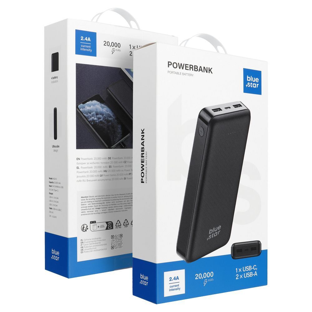 BLUE STAR powerbank 20000 mAh 2.1A W2027 black