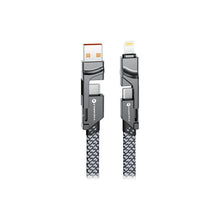 Заредете изображение във визуализатора на галерията – FORCELL F-ENERGY C241 4in1 cable Type C / USB A to Type C / Lightning QC PD 3A 60W 1 m chrome
