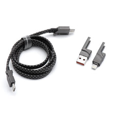 Заредете изображение във визуализатора на галерията – FORCELL F-ENERGY C241 4in1 cable Type C / USB A to Type C / Lightning QC PD 3A 60W 1 m chrome
