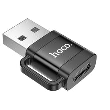 Заредете изображение във визуализатора на галерията – HOCO адаптер OTG USB A (мъжки) към Type C (женски) 3A UA31D черен
