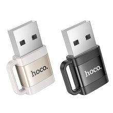 Заредете изображение във визуализатора на галерията – HOCO адаптер OTG USB A (мъжки) към Type C (женски) 3A UA31D черен
