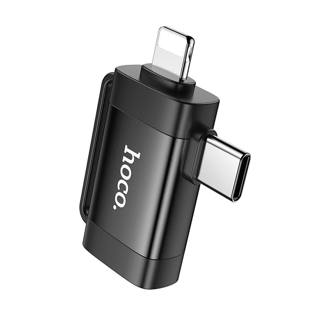 HOCO адаптер OTG 2в1 Type C (мъжки) / Lightning (мъжки) към USB A (женски) UA31F черен