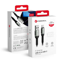 Заредете изображение във визуализатора на галерията – FORCELL F-ENERGY C256 cable USB A to Type C QC3.0 3A 66W Cafule 2 m black
