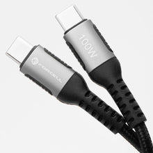 Заредете изображение във визуализатора на галерията – FORCELL F-ENERGY C260 cable Type C to Type C QC4.0 PD 5A 100W Cafule 2 m black
