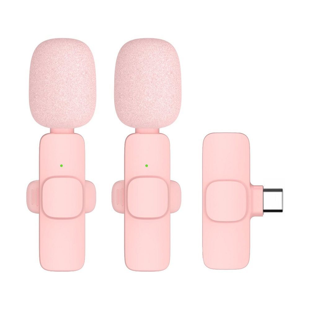 Wireless lavalier microphone Type C double (2 in set) K1 pink