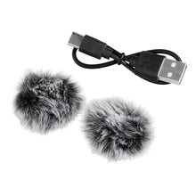 Заредете изображение във визуализатора на галерията – Wireless lavalier microphone Lightning double with long hair (2 in set) K1 black
