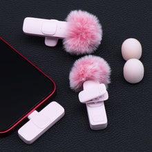 Заредете изображение във визуализатора на галерията – Wireless lavalier microphone Type C double with long hair (2 in set) K1 pink
