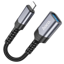 Заредете изображение във визуализатора на галерията – HOCO adapter iPhone Lightning 8-pin (male) to USB (female) 3.0 UA24 black
