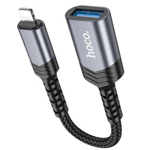 Заредете изображение във визуализатора на галерията – HOCO adapter iPhone Lightning 8-pin (male) to USB (female) 3.0 UA24 black
