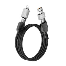Заредете изображение във визуализатора на галерията – WiWU - Raptor series data cable Wi-C051 4in1 Fast Charging USB A/USB C to C+L 100W 1,2m - black
