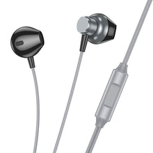Заредете изображение във визуализатора на галерията – HOCO wire earphones Jack 3,5 mm with microphone M125 metal gray

