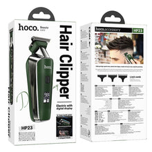 Заредете изображение във визуализатора на галерията – HOCO electric hair clipper with digital display HP23 green
