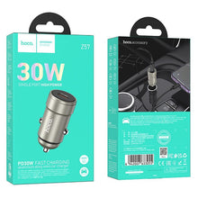 Заредете изображение във визуализатора на галерията – HOCO car charger Type C PD QC 30W Z57 metal gray
