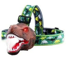 Заредете изображение във визуализатора на галерията – Head flashlight LED for kids with dinosaur IPX4 15LM brown
