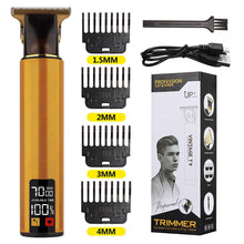 Заредете изображение във визуализатора на галерията – Hair clipper with display LED and replacable combs T9 orange
