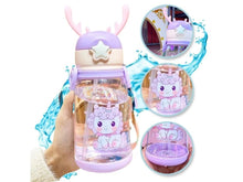 Заредете изображение във визуализатора на галерията – Water bottle with straw and leash for kids 500 - 600 ml purple
