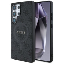Заредете изображение във визуализатора на галерията – Оригинален гръб GUESS за SAMSUNG S25 Ultra GUHMS25LG4GFRK (Magnetic PU 4G Ring Classic Logo) черен
