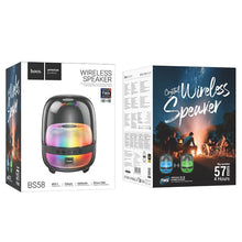 Заредете изображение във визуализатора на галерията – HOCO wireless speaker with colorful luminous BS58 black night
