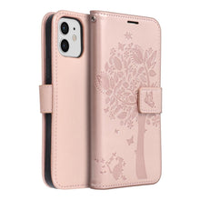 Заредете изображение във визуализатора на галерията – Калъф тип книга MEZZO за IPHONE 12 / 12 PRO tree розов златист

