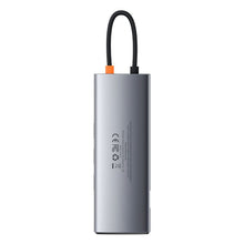 Заредете изображение във визуализатора на галерията – Baseus Metal Gleam 9in1 multifunctional HUB USB Type C - 3x USB 3.2 Gen 1 5Gbps / USB Type C PD 100W / VGA Full HD 60Hz / HDMI 4K 30Hz / czytnik kart TF i SD / RJ45 1Gbps gray (CAHUB-CU0G)
