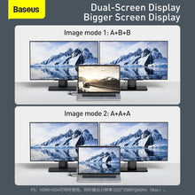 Заредете изображение във визуализатора на галерията – Baseus Metal Gleam 9in1 multifunctional HUB USB Type C - 3x USB 3.2 Gen 1 5Gbps / USB Type C PD 100W / VGA Full HD 60Hz / HDMI 4K 30Hz / czytnik kart TF i SD / RJ45 1Gbps gray (CAHUB-CU0G)

